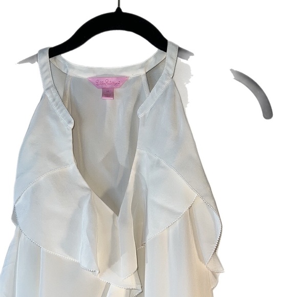 NWOT Lilly Pulitzer 💯 Silk Flounce Ruffle Romantic Sleeveless Blouse M - Picture 6 of 10